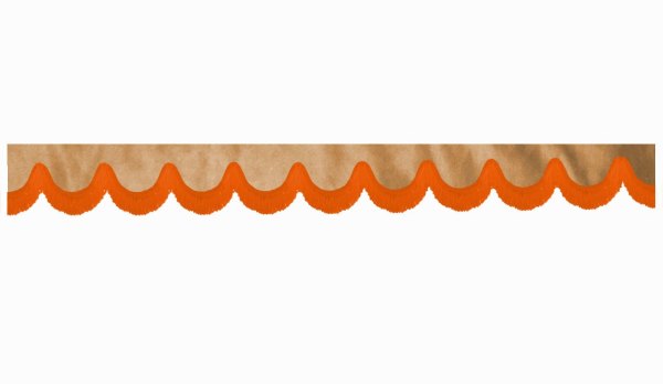 suedelook truck pane border with fringes, Double processed  caramel orange shape 23 cm