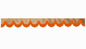 Wildlederoptik Lkw Scheibenbordüre mit Fransen, doppelt verarbeitet caramel orange Bogenform 23 cm