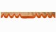 Wildlederoptik Lkw Scheibenbordüre mit Fransen, doppelt verarbeitet caramel orange Wellenform 23 cm