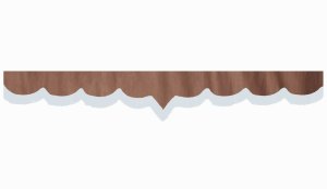 suedelook truck pane border with fringes, Double processed  grizzly white V-form 23 cm