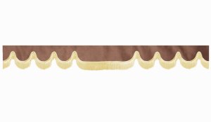 suedelook truck pane border with fringes, Double processed  grizzly beige Wave form 23 cm