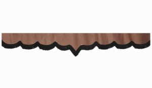 suedelook truck pane border with fringes, Double processed  grizzly black V-form 23 cm