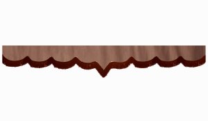 suedelook truck pane border with fringes, Double processed  grizzly bordeaux V-form 23 cm