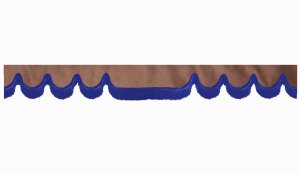 suedelook truck pane border with fringes, Double processed  grizzly blue Wave form 23 cm
