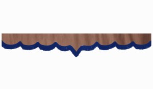 suedelook truck pane border with fringes, Double processed  grizzly blue V-form 23 cm