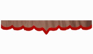 suedelook truck pane border with fringes, Double processed  grizzly red V-form 23 cm