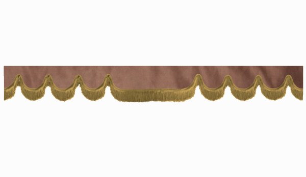 suedelook truck pane border with fringes, Double processed  grizzly caramel Wave form 23 cm
