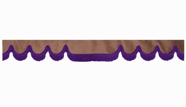 Disco in camoscio con frange, doppia finitura grizzly lilla a forma di onda 23 cm