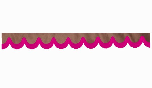 Wildlederoptik Lkw Scheibenbordüre mit Fransen, doppelt verarbeitet grizzly pink Bogenform 23 cm
