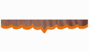 Wildlederoptik Lkw Scheibenbord&uuml;re mit Fransen, doppelt verarbeitet grizzly orange V-form 23 cm