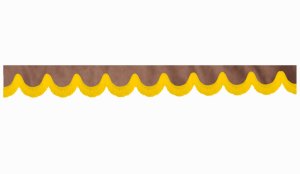 Wildlederoptik Lkw Scheibenbordüre mit Fransen, doppelt verarbeitet grizzly gelb Bogenform 23 cm