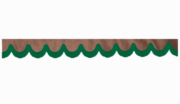 suedelook truck pane border with fringes, Double processed  grizzly green shape 23 cm