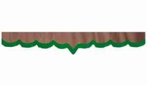 suedelook truck pane border with fringes, Double processed  grizzly green V-form 23 cm