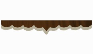 suedelook truck pane border with fringes, Double processed  dark brown beige V-form 23 cm