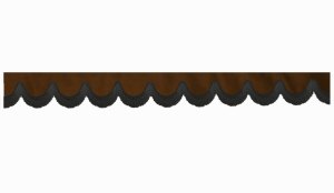 Su&egrave;de-look truckschijfrand met franjes, dubbele afwerking donkerbruin Zwart Boogvorm 23 cm