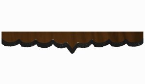 suedelook truck pane border with fringes, Double processed  dark brown black V-form 23 cm