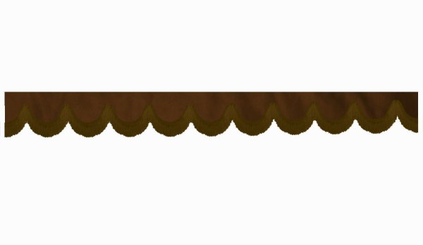 Suède-look truckschijfrand met franjes, dubbele afwerking donkerbruin bruin Boogvorm 23 cm