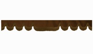 Mockaeffekt lyrskiva kantad med fransar, dubbelarbetad m&ouml;rkbrun brun v&aring;gform 23 cm