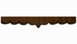 suedelook truck pane border with fringes, Double processed  dark brown brown V-form 23 cm
