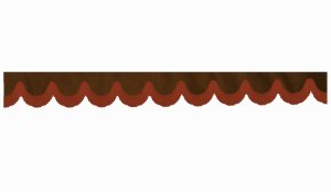 Wildlederoptik Lkw Scheibenbord&uuml;re mit Fransen, doppelt verarbeitet dunkelbraun bordeaux Bogenform 23 cm