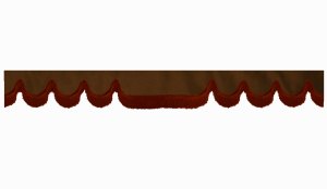 suedelook truck pane border with fringes, Double processed  dark brown bordeaux Wave form 23 cm