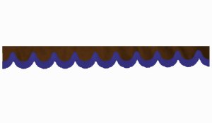 Wildlederoptik Lkw Scheibenbordüre mit Fransen, doppelt verarbeitet dunkelbraun blau Bogenform 23 cm