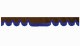 Wildlederoptik Lkw Scheibenbordüre mit Fransen, doppelt verarbeitet dunkelbraun blau Wellenform 23 cm