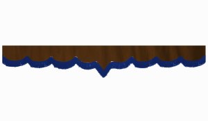 Wildlederoptik Lkw Scheibenbord&uuml;re mit Fransen, doppelt verarbeitet dunkelbraun blau V-form 23 cm