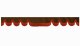 Randbård med fransar, dubbelarbetad mörkbrun röd vågformad 23 cm