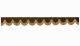 Skivbård med fransar, mockaeffekt, dubbelarbetad, mörkbrun, karamellfärgad bågform 23 cm