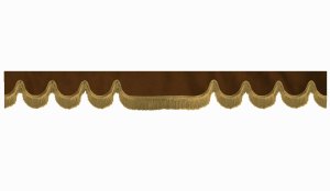 Su&egrave;de-look truckschijfrand met franjes, dubbele afwerking donkerbruin karamel Golfvorm 23 cm