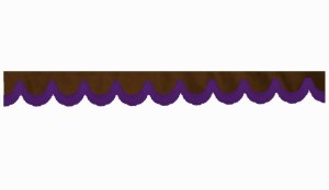 Wildlederoptik Lkw Scheibenbord&uuml;re mit Fransen, doppelt verarbeitet dunkelbraun flieder Bogenform 23 cm