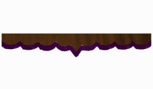 Su&egrave;de-look truckschijfrand met franjes, dubbele afwerking donkerbruin lila V-vorm 23 cm