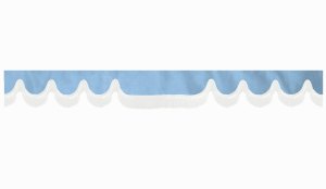 Skivbård i mockalook med fransar, dubbelbearbetad ljusblå vit vågform 23 cm