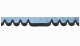 Skivbård med fransar, mockaeffekt, dubbelarbetad ljusblå svart vågform 23 cm