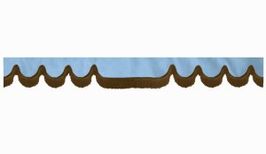 Randbård med fransar, dubbelarbetad ljusblå brun vågform 23 cm