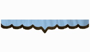 Wildlederoptik Lkw Scheibenbord&uuml;re mit Fransen, doppelt verarbeitet hellblau braun V-form 23 cm