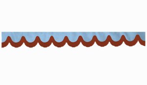 Skivbård i mockalook med fransar, dubbelarbetad ljusblå bordeaux svängd form 23 cm
