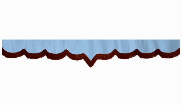 Wildlederoptik Lkw Scheibenbordüre mit Fransen, doppelt verarbeitet hellblau bordeaux V-form 23 cm