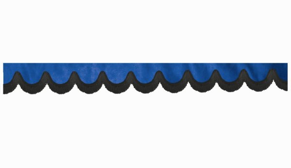 Wildlederoptik Lkw Scheibenbordüre mit Fransen, doppelt verarbeitet dunkelblau schwarz Bogenform 23 cm