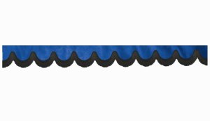 Wildlederoptik Lkw Scheibenbord&uuml;re mit Fransen, doppelt verarbeitet dunkelblau schwarz Bogenform 23 cm