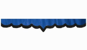 Wildlederoptik Lkw Scheibenbordüre mit Fransen, doppelt verarbeitet dunkelblau schwarz V-form 23 cm