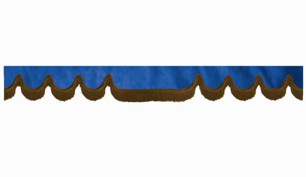Wildlederoptik Lkw Scheibenbordüre mit Fransen, doppelt verarbeitet dunkelblau braun Wellenform 23 cm