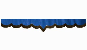 Wildlederoptik Lkw Scheibenbord&uuml;re mit Fransen, doppelt verarbeitet dunkelblau braun V-form 23 cm