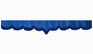 Wildlederoptik Lkw Scheibenbord&uuml;re mit Fransen, doppelt verarbeitet dunkelblau blau V-form 23 cm