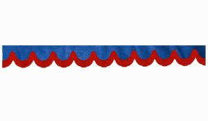 Wildlederoptik Lkw Scheibenbordüre mit Fransen, doppelt verarbeitet dunkelblau rot Bogenform - Höhe 23 cm