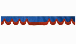 Randbård med fransar, dubbelarbetad mörkblå röd vågformad 23 cm