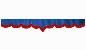 Wildlederoptik Lkw Scheibenbordüre mit Fransen, doppelt verarbeitet dunkelblau rot V-form - Höhe 23 cm