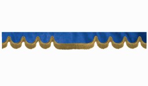 Wildlederoptik Lkw Scheibenbord&uuml;re mit Fransen, doppelt verarbeitet dunkelblau caramel Wellenform 23 cm