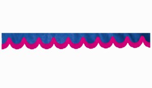 Wildlederoptik Lkw Scheibenbord&uuml;re mit Fransen, doppelt verarbeitet dunkelblau pink Bogenform 23 cm